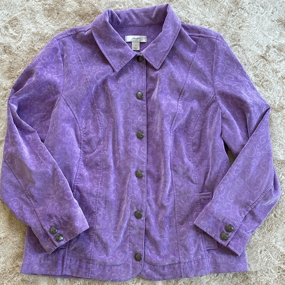 CJ Banks lilac purple corduroy jacket, size 1X - Picture 1 of 9